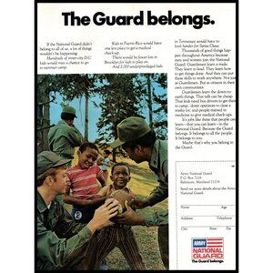 1973 US Army National Guard Recruiter Recruiting Vintage Print Ad Football Art